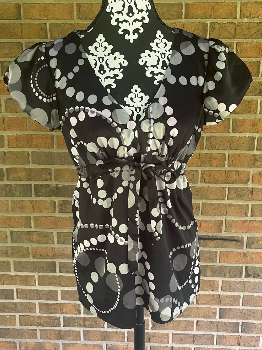 2000's VTG Y2K Express Tie Front Puff Sleeve Blouse Baby Doll Office Siren Small